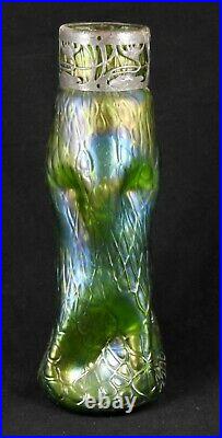 Vase en verre irisé loetz kralik art nouveau jugendstil cerclage art nouveau
