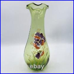 Vase en verre soufflé émaillé à décor floral de Legras Montjoye Art Nouveau