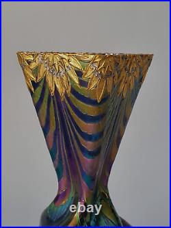 Vase hélicoïdal en verre soufflé bohème vers 1880/1900 Art nouveau