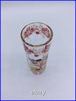 Vase miniature en verre soufflé émaillé à décor floral de Legras Art Nouveau