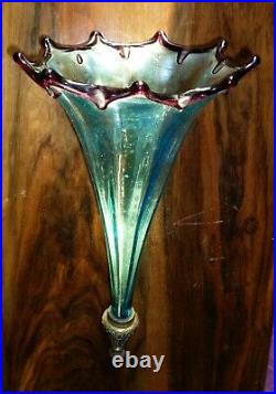 Vase présentoir Verre fait main centre de table sur bronze Art Nouveau Murano