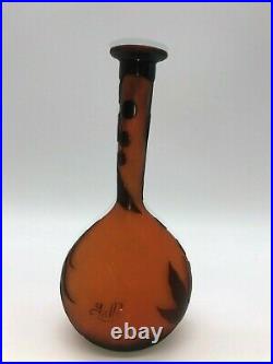 Vase soliflore en pâte de verre Art nouveau Émile Gallé déco floral raisin17,5cm