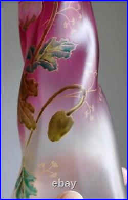 Vase verre émaillé Théodore LEGRAS torsadé modèle Musset H25,5 cm Art Nouveau