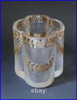 Vase verre givré à l'acide Emaillé Or Art Nouveau 1900 Legras Montjoye Moser