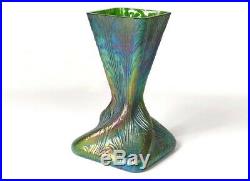 Vase verre irisé torsadé Loetz Bohême Autriche feuillage Art Nouveau XIXème