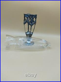 Vase verre taillé et étain plaqué argent art nouveau debut XXe