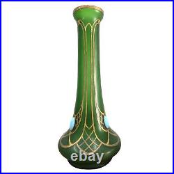 Vases Art nouveau 1900 en verre soufflé et décoré à l'or avec médaillon de tu