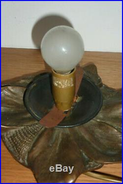Veilleuse lampe de chevet pâte de verre et bronze signée Tief (no muller gallé)