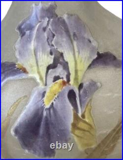 Victor SAGLIER (1809-1894) Aiguière Métal Argenté Verre Fleurs Iris Art Nouveau